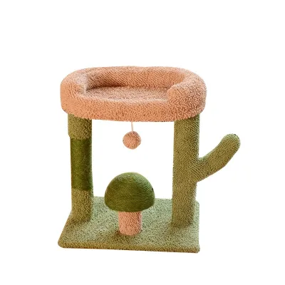 Integrated Small Cactus Cat Tree Sisal Cat Scratching Post for Climbing With Handing Ball