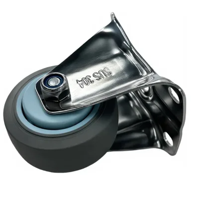 High Quality 3 Inch SS304 Fixed Caster Non Marking TPR Wheel Medium Duty 100kg Capacity Industrial Home Trolley Wheel