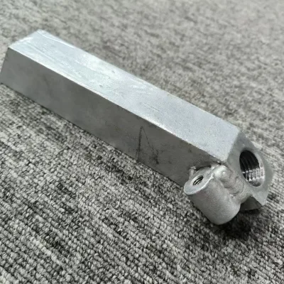 Custom Machined Steel Block with Threaded Port Hot Dip Galvanized Weldment for Heavy Duty Bridge Construction Machinery