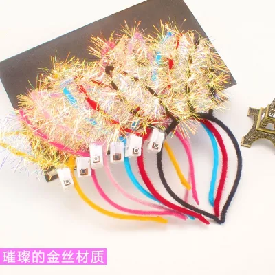 O-820 Bunny Ear Light up Rabbit Ears Hair Hoop Flower Garland Headband Party Led Birthday Wedding Costume