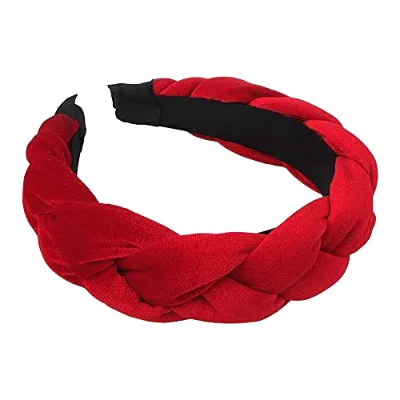 Fancy Day Women Luxury Headbands Wedding Headband Solid Color Velvet Fabric Fried Dough Twists Braid Hair Band