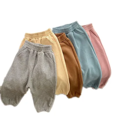 Korea Baby Boy Sweatpants Children Autumn Long Pants Kids Boys Sport Solid Color Trousers Infant Panties Toddler Spring Bottoms