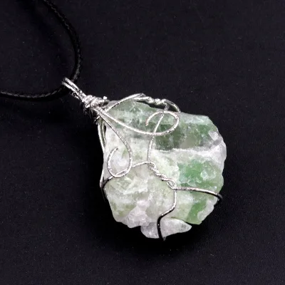 DIY High Quality Quartz Colorful Healing Fluorite Raw Crystal Pendant