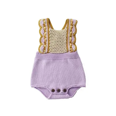 Cute and Sweet Baby Boy and Girl Hand-made Autumn Crochet Jumpsuit Baby Knitwear