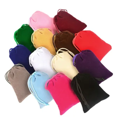 Customized Printed Emboss Logo Drawstring Pouch Blank Velvet for Candies Cosmetics Gift Packing