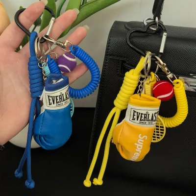 HECION Mini PU Leather Boxing Glove Keychain Aesthetic Style Bag Charm Colorful Fashion Pendant Mini Charm Creative Gift for Kid