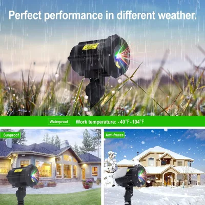 Moving 16 Xmas Red Green Patterns IP65 Wireless Controlled Portable Garden Laser for Indoor/Outdoor Christmas Decorative