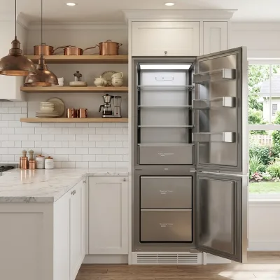301L Built in Refrigerator 24 Inch Double Door Frost Free Inverter Stainless Steel Class a CE CB Hotel Use French