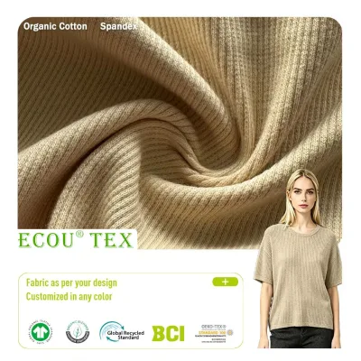 Organic Cotton Spandex Blend Baby Kids Clothing-Moisture-Absorbent Eco-Friendly Double-Faced Rib Knit 300gsm Heavyweight
