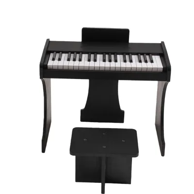 37-Key Rechargeable Children's Wooden Electronic Piano for Beginners with Wooden Legs & Stool Musical Accessory