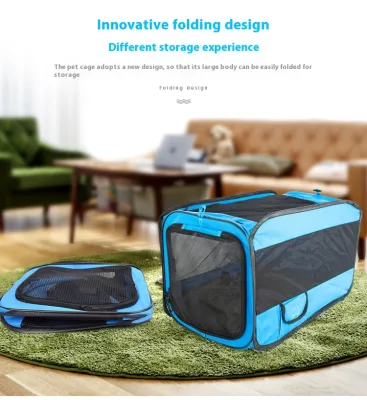 EUR PET Large Portable Oxford Folding Dog Carrier Multi-Functional Outdoor Pet Kennel with Polyester Fabric for Car Travel