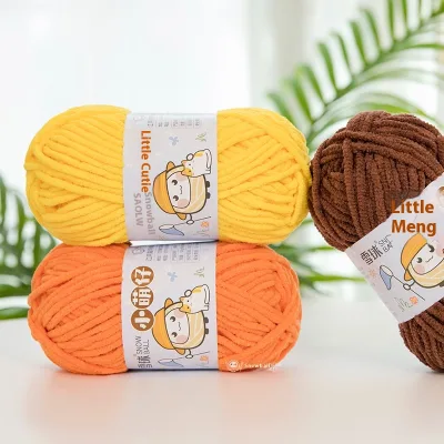 Little Cute Handmade DIY Knitting Chenille Thick Yarn 100% Polyester Dyed Baby Scarf Crochet Doll Bag Ice Yarn