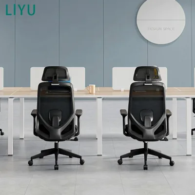 Modern Luxury Executive Ergonomic Black High Back Mesh Office Chair Fixed Headrest Armrest Breathable Back for Hotel Workstation