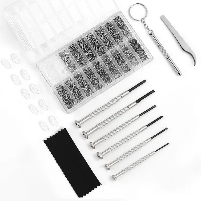 Border Supply Glasses Repair Kit with Metal Material Including Glasses Screws and Nose Pads