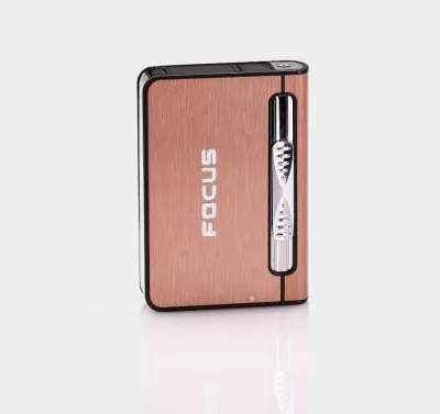Wholesales Cigarette case With Refilling Lighter, Automatic Aluminium Metal Cigarettes case