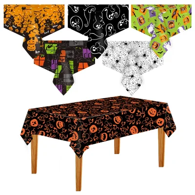 Hstyle High Quality Halloween Party Event Decoration Tablecloth 220*130cm Rectangular Spider Web Table Cloths Party Decor HS1226