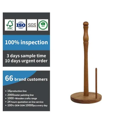 Vintage Wooden Countertop Kitchen Paper Towel Holder Freestanding Wooden Paper Towel Holder with Wooden Base