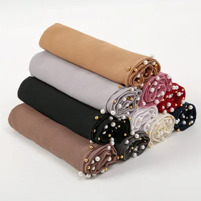 Hot Selling Soft Beaded Chiffon Scarf Long Spring Hijab for Women Traditional Scarf & Shawl