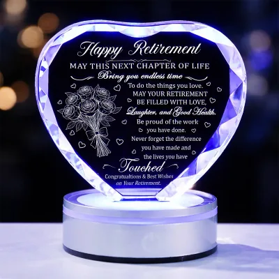 Wholesale Multi Color Led Light Base Heart Shaped Crystal Paperweight MH-TF0339