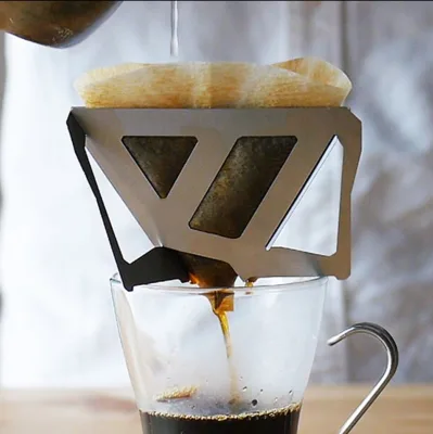 Outdoor Eco-Friendly Custom Logo Stocked Creative Portable Stainless Steel Coffee Filter Cup Holder