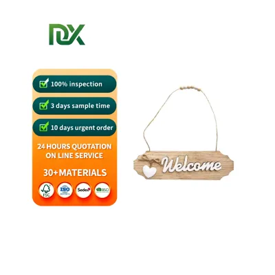 Polished Wooden Folk Art Welcome Signs Eco-friendly Wall Hanging for Front Door in Rural Farmhouse Style