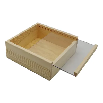 Natural Pine Wood Box with Sliding Plexiglass Lid European Style Wedding Candy Display Wooden Box for Home Storage Gifting Toys