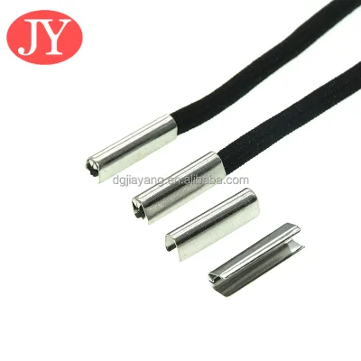 Silver U Shaped Metal Tail Clips Round Polyester Rope With Metal Wrapped Head Shoestring Metal Aglet