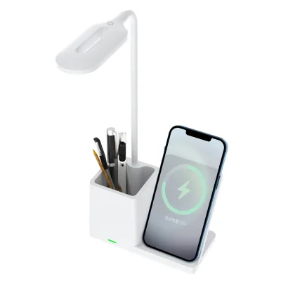 Hot Christmas Gift 15W Multifunctional Phone Holder Pencil Pot Smart Touch Wireless Charger Holder with Flash Light Lamp