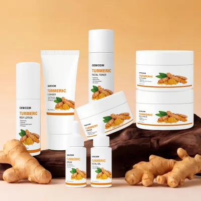Custom Logo Turmeric Vitamin C Anti-Acne Dark Spot Whitening Facial Serum Cream Oil Set-OEM/ODM Home All Skin