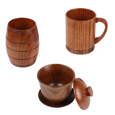 Natural Wooden Cup Wood Coffee Tea Beer Juice Milk Water Mug Handmade 7.6 X 6.8cm