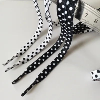 Print Shoelaces for Sneakers Quality Fabric Flat Shoe Laces Fashion Girl Laces for Shoes French Dot Printed Shoelaces