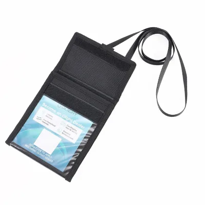 Multifunctional Oxford Neck Hanging Card Holder Folding Passport ID Pouch for Travel Exhibition Custom Logo