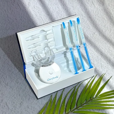 Glroysmile Professional Salon & Home Use 5-LED Cold Light 10-Minute Teeth Whitening Kit with Mint Flavor 3ml Gel