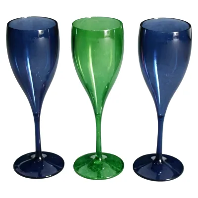 Promotional Plastic Champagne Flutes Reusable Plastic Wine Glasses Flute Champagne Glass Plastic Blue