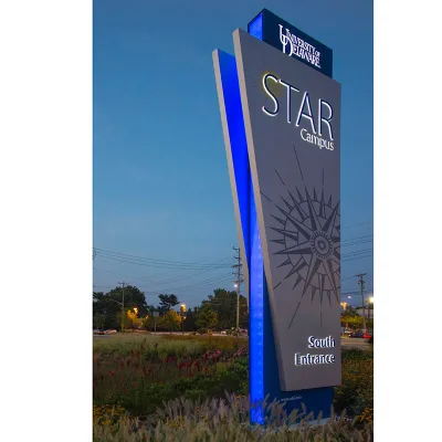 Custom Vertical Standing Pylon Sign Outdoor Street Large Led Building Shop Advertising Pylon Sign