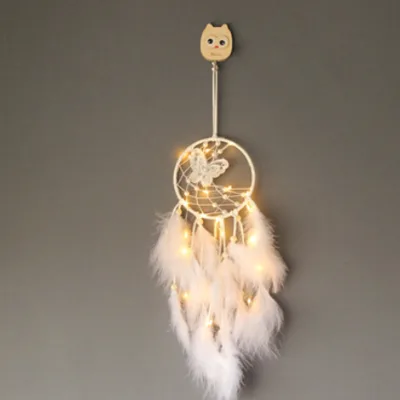 Handmade Butterfly Dream Catcher Wind Bell Pendant Bestie's Birthday Gift White Middle Adornment for Girl's Room