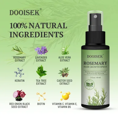 DOOISEK Men Women Scalp Care Hair Treatment Growth Serum 100% Natural Organic Rice Water Rosemary Hair Spray