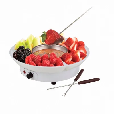 Party Serving Tray Electric Dessert Chocolate Fountain Fondue Pot Set With 2 Forks