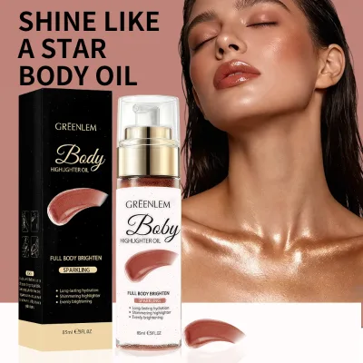 Golden Bronze Shimmer Body Glow Oil Fine Glitter Liquid Highlighter Long Lasting Moisturizing Silky Body Highlight Oil Wholesale