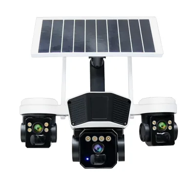 Triple Lens Human Tracking 4G Wifi Network Solar Power Camera Outdoor Wireless 4G