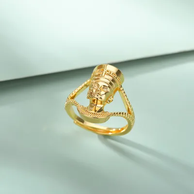 Go Party African Jewelry Hollow Out Egyptian Pharaoh Queen Nefertiti Ring Open Adjustable Finger Rings Women Egypt Queen Rings