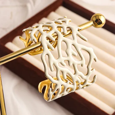 Retro Geometric Irregular Pattern Stainless Steel 18K Gold Plated Bracelet Drop Oil White Hip-hop Wide Fashionable Bracelet
