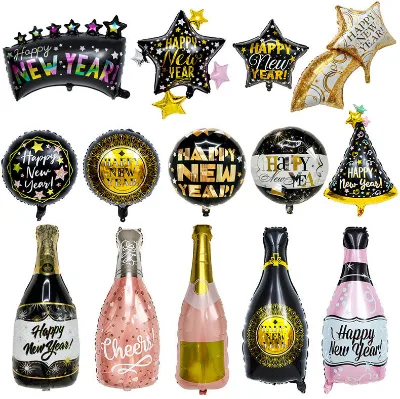 18 Inch New Year Foil Balloon Holidays Decoration Balloon Supplies Christmas Happy New Year Party Decorative Articles