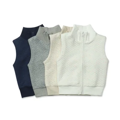 New Design 4 Colors Stand Collar Zipper Toddler Kids Autumn Baby Boy Vest Waistcoat
