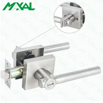 Zinc alloy satin nickel wood door handle set for home Entry door lock keys
