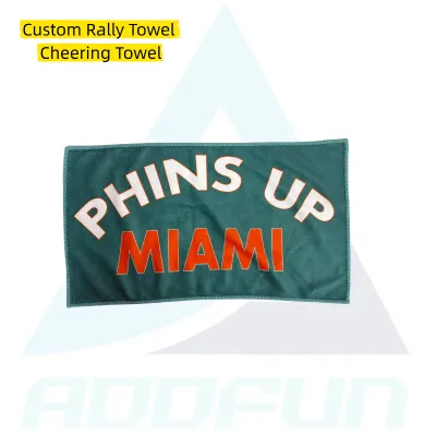 AD 100% Polyester Microfiber Slogan Rally Towel Sublimation Printing Rally Towel for Club Football Basketball Team