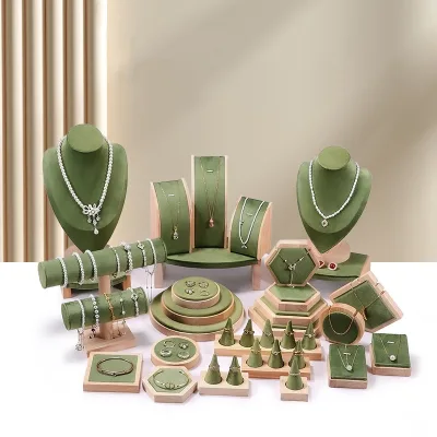 Solid wood jewelry model necklace display stand bracelet design plate stud earrings ring bracelet chain display set table