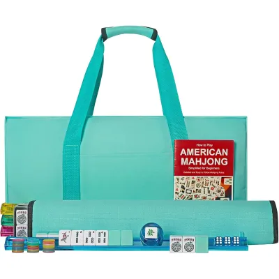Mahjong Storage Bag Modern American Mahjong Set Zippered Canvas Tote Bag 166 Tiles 4 Racks Complete Accessories