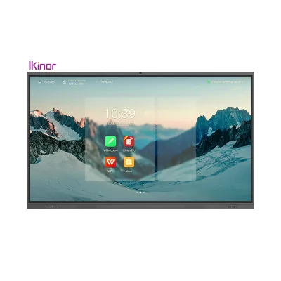 Ikinor Hot Selling 65 75 86 Inch 4mm AG Glass Built in Camera  Interactive Flat Panel 75 Inch Smart Board for Conference