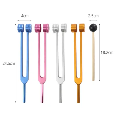 Aluminium Alloy Tuning Fork Clear Color Plating Process Singing Chakra Colorful 7 Colors Tuning Fork for Sound Healing